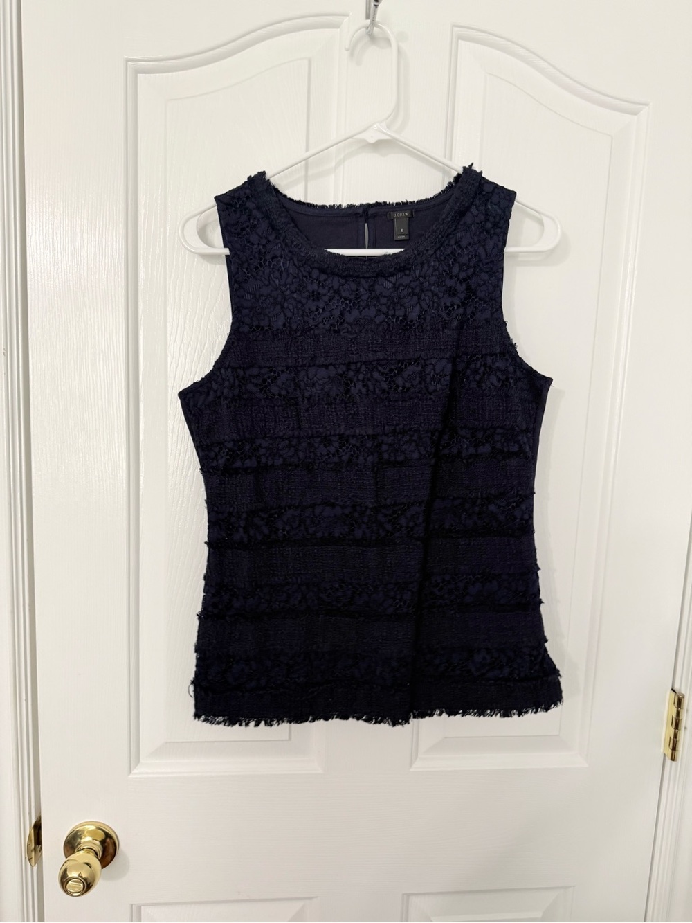 Jcrew Sleeveless Navy Lace Textured Top